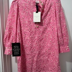 Pomander Place Pink Eyelet Floral Mini Dress